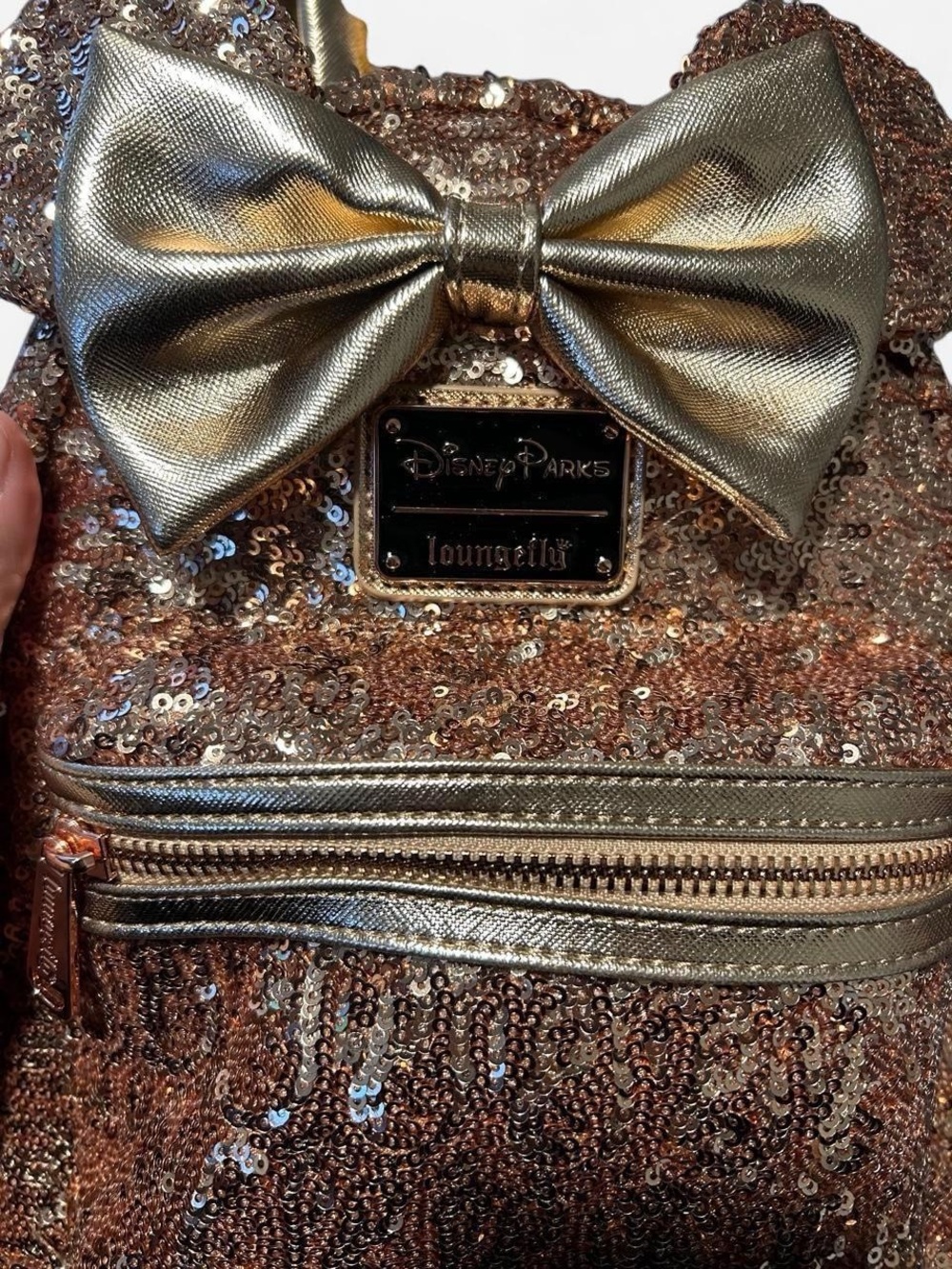 Rose Gold Sequined DisneyPark Loungefly Backpack - Picture 2 of 6